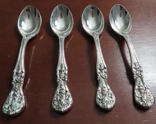 F B Rogers FRENCH ROSE 4 Demitasse Spoons International Silverplate Flatware