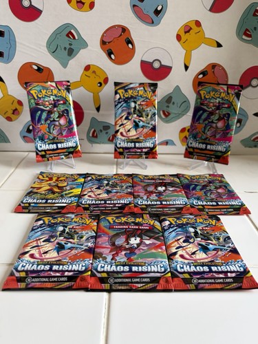 Pokemon TCG Chaos Rising 10 Booster Pack Lot. All Factory Sealed.