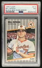 1989 Fleer Bill Ripken Black Box Over Error VAR #616e Orioles PSA 7