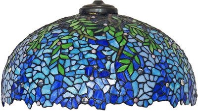 Vintage Tiffany Stained Glass Lamp Shades - Blue Purple Wisteria, 16In