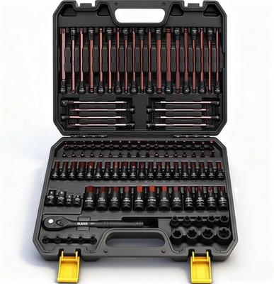 112-Piece Torx and Allen Bit Socket Set, 1/4'', 3/8'',1/2'' Drive Bit Socket Set