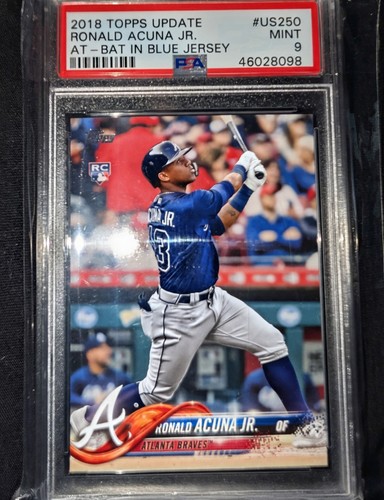 2018 Topps Update Ronald Acuña Jr. #US250 Vertical, Blue Jersey (RC) PSA 9
