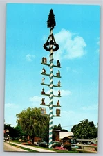 Maypole with Carved Crests in Frankenmuth Michigan 1975 Postcard