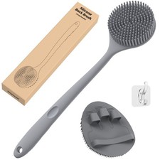Silicone Back Scrubber Thick Bristles Soft Bath Glove Set, Super-Exfoliati...