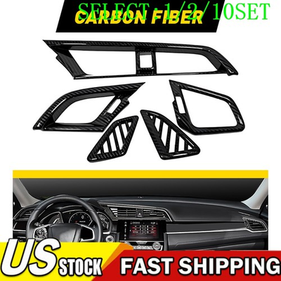 #ad #ad For Honda Civic 10th 2016 2020 Carbon Fiber Dashboard Air Vent Cover ABS 1 10X $324.89