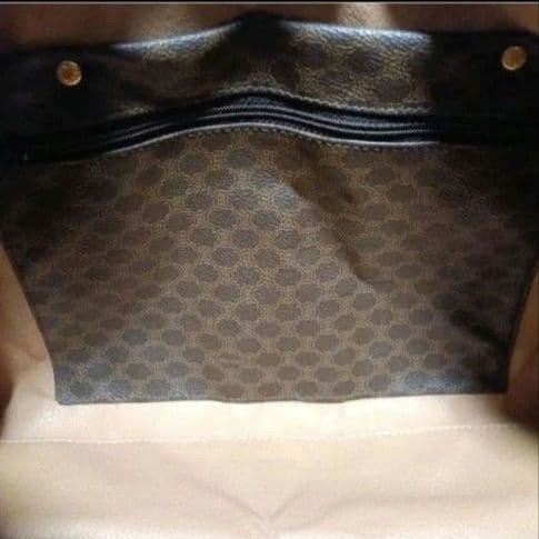 CELINE Macadam Pattern Mini Boston Bag Brown PVC Leather Authentic Vintage — image 20