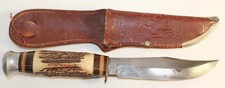 Vintage Edge Brand 462 Stag Original Bowie Knife w/Sheath   Solingen Germany