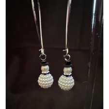 Snowman Dangle Earrings Holiday Christmas Earrings Silver Hook Winter Blue E238