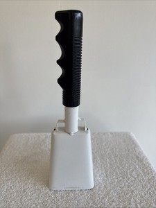 Cow Bell 10” Steel Noise Makers White Cowbell with Black Handle, More Cowbell