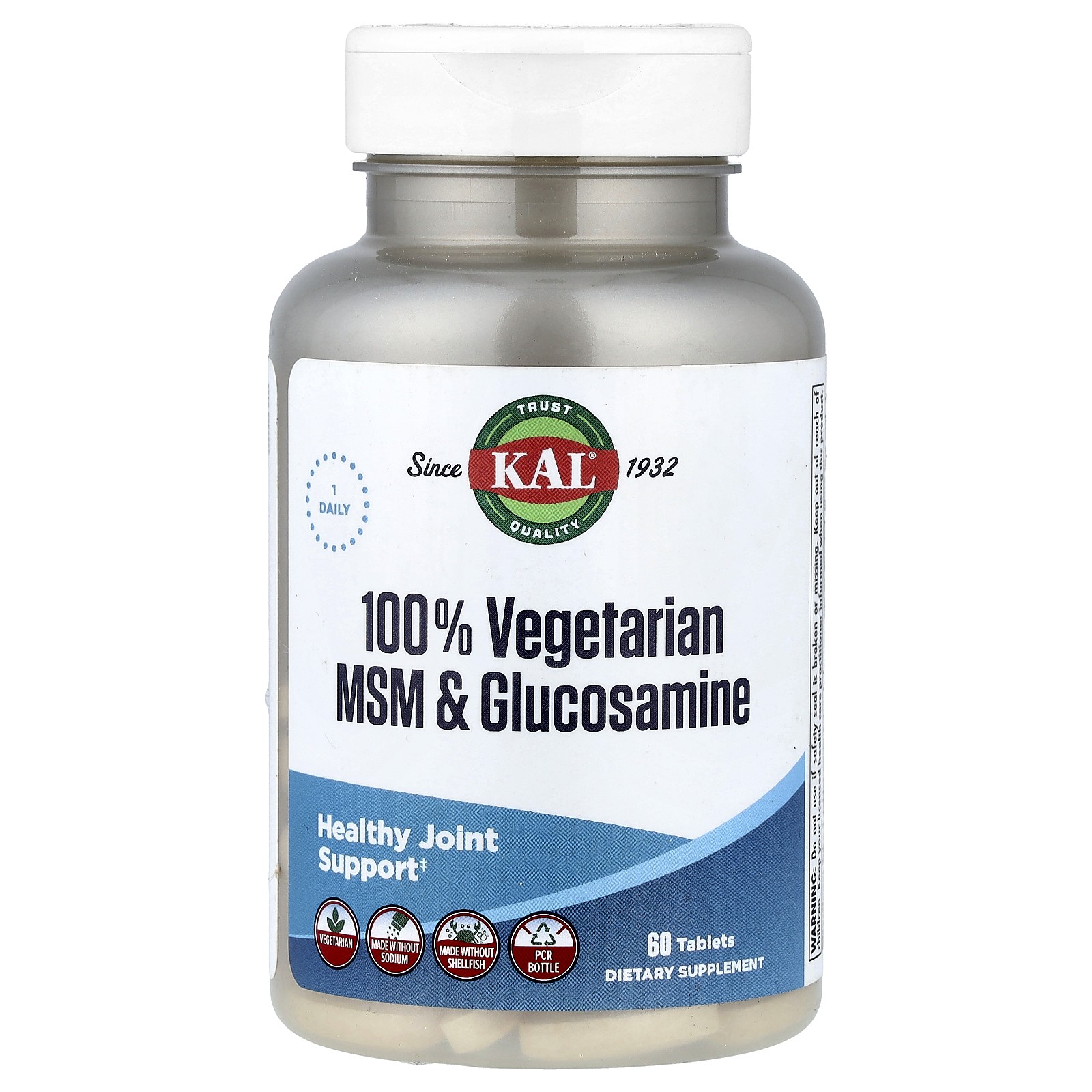 100% Vegetarian MSM - Glucosamine, 60 Tablets