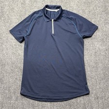 Orlebar Brown Polo Mens Large Blue Sebastian Sport Zip Performance Smart Casual