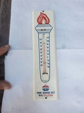11-1/2" Metal Thermometer Standard Home Heating Oils With Sta-clean 1960 Gas 
