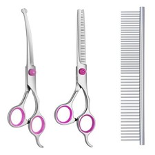 Maxshop Dog Grooming Scissors with Safety Round Tips, Heavy Duty Titanium Pet...