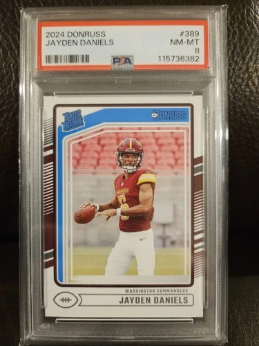🔥JAYDEN DANIELS - 2024 DONRUSS RATED ROOKIE - WASHINGTON COMMANDERS - PSA 8 🔥