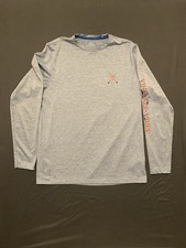 Vineyard Vines Shirt Kids XL 18 Blue Gray Fishing Harbor Performance Long Sleeve