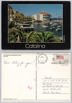 x03317 Casino & Marlin Club Avalon Catalina Kalifornien USA Postkarte 1988 Briefmarke