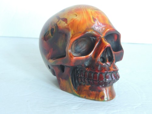 End Of Day Resin Catalin Totenkopf 1940er Vintage Goth 4" Figur Marmorierung Halloween