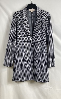Philosophy Republic Clothing Women's Navy White Geometric One Button Blazer Sz L