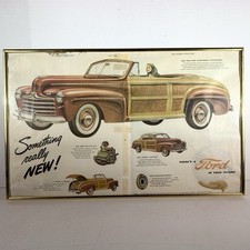 Framed Vintage 1946 Ford Sportsman Convertible Double Page Spread Advertisement
