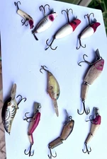 Vintage Lures. Lazy Ike, Hedoon Midget River Runt Mirror-Lure. Lot Of 10 Used