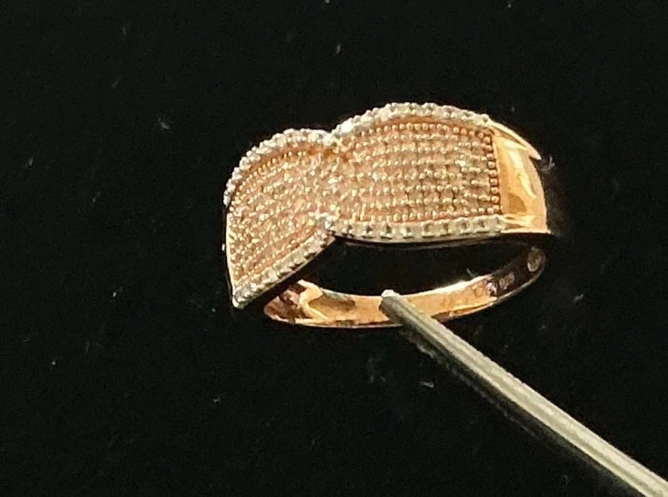 Натуральный розовый/белый бриллиант 18k Vermeil кольцо розового золота над чистого серебра Sz8 - Изображение 4 из 4