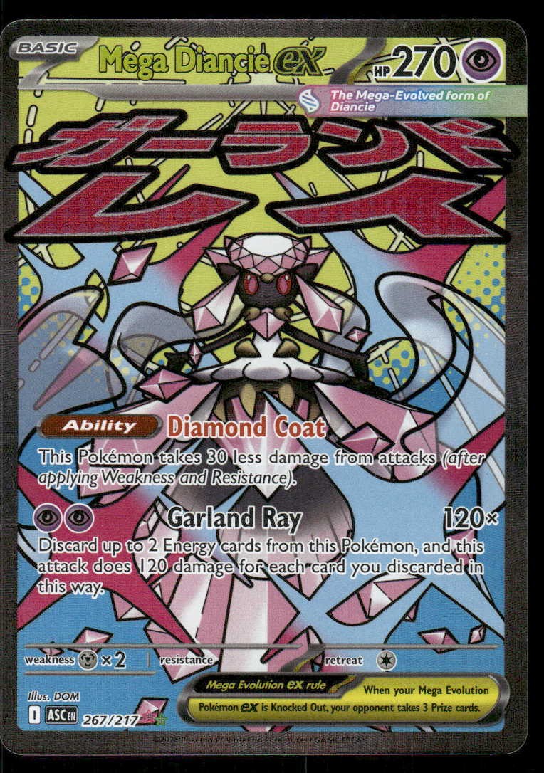Pokemon Mega Diancie ex 267/217 Ascended Heroes Holo Mega Attack Rare NM/M