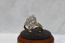 9ct Yellow Gold Diamond QVC Cluster Ring - Size P - UK Hallmark