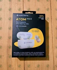 Audien Hearing Atom Pro 2 Rechargeable OTC Hearing Aids + UV Cleaning **NEW**