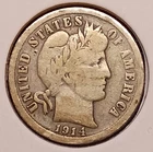 1914-S BARBER DIME -- Very Good (VG) -- sm rim dings