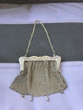 Antique Art Nouveau German Silver Soldered Link Chain Mesh Coin Bag Ornate Rough