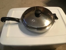 VTG Saladmaster 18-8 Tri-clad 11” Skillet Fry Sauce Pan Vapo Lid & Assist Handle