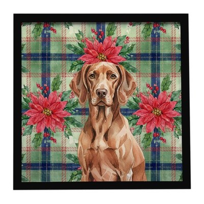 Liver Pointer Christmas Poinsettas Framed Metal Print WDK8756MFP88