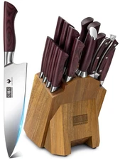Kitchen Knife Set with Block 18-Piece, Super Sharp High Carbon Stainless Stee...