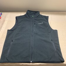 Timberland Womens Fleece Vest Jacket Black Waist Length Zip Pockets Mock Neck L