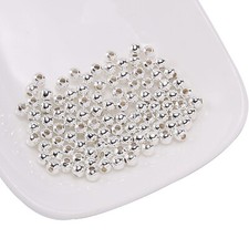 1000 pcs Silver Plated Metal Small Round Beads 3.2mm Smooth Ball Spacer Jewelry