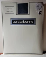 Vintage Liz Claiborne Control Top Sheer Pantyhose Size X-Tall Navy Blue NOS