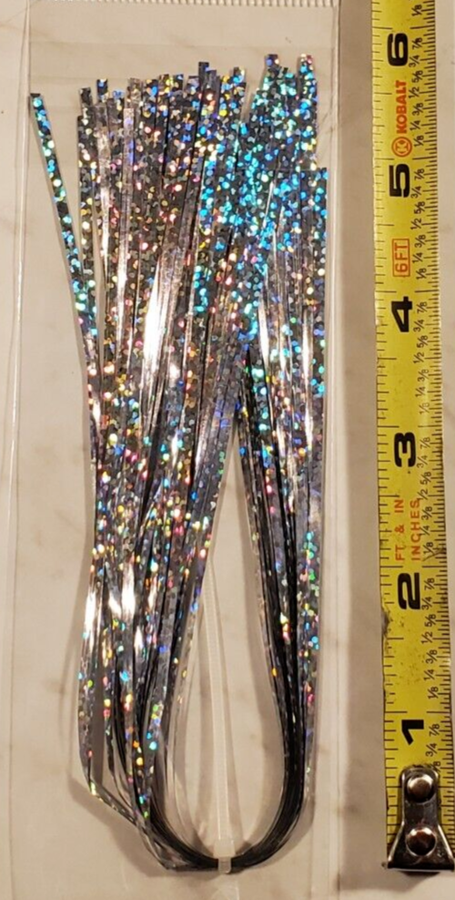 Disco Silver Flashabou 2mm X 11.5" Fly Tying Flash – 30-40 Strands, Tinsel Material For Fresh/Saltwater