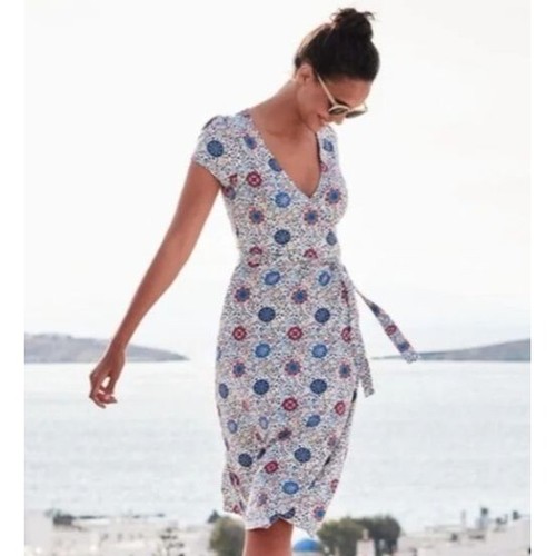 Boden Womens Mosaic Floral Summer Wrap Short Sleeve Dress Size 2 | eBay