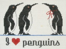 I Love Penguins Hand Painted Needlepoint Canvas