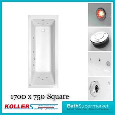 1700mm x 750mm Square Single Ended Bath - whirlpool Jet System -light Option 