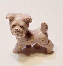 Vintage Pink & Gold Dog Figurine Japan 2.5" Tall