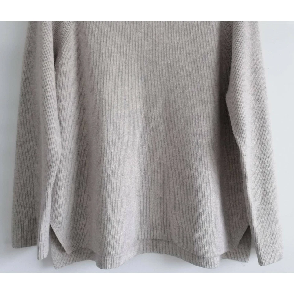 Jigsaw Womens Pullover Sweater Beige Long Sleeve Hooded Stretch Ribbed Slit L - Image 4 of 4