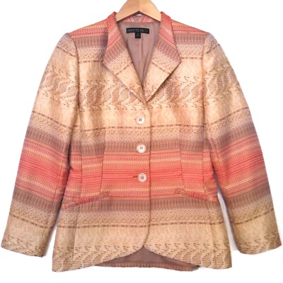 Lafayette 148 Jacket Women's Size 6 Southwestern Multicolor Horizontal Stripes
