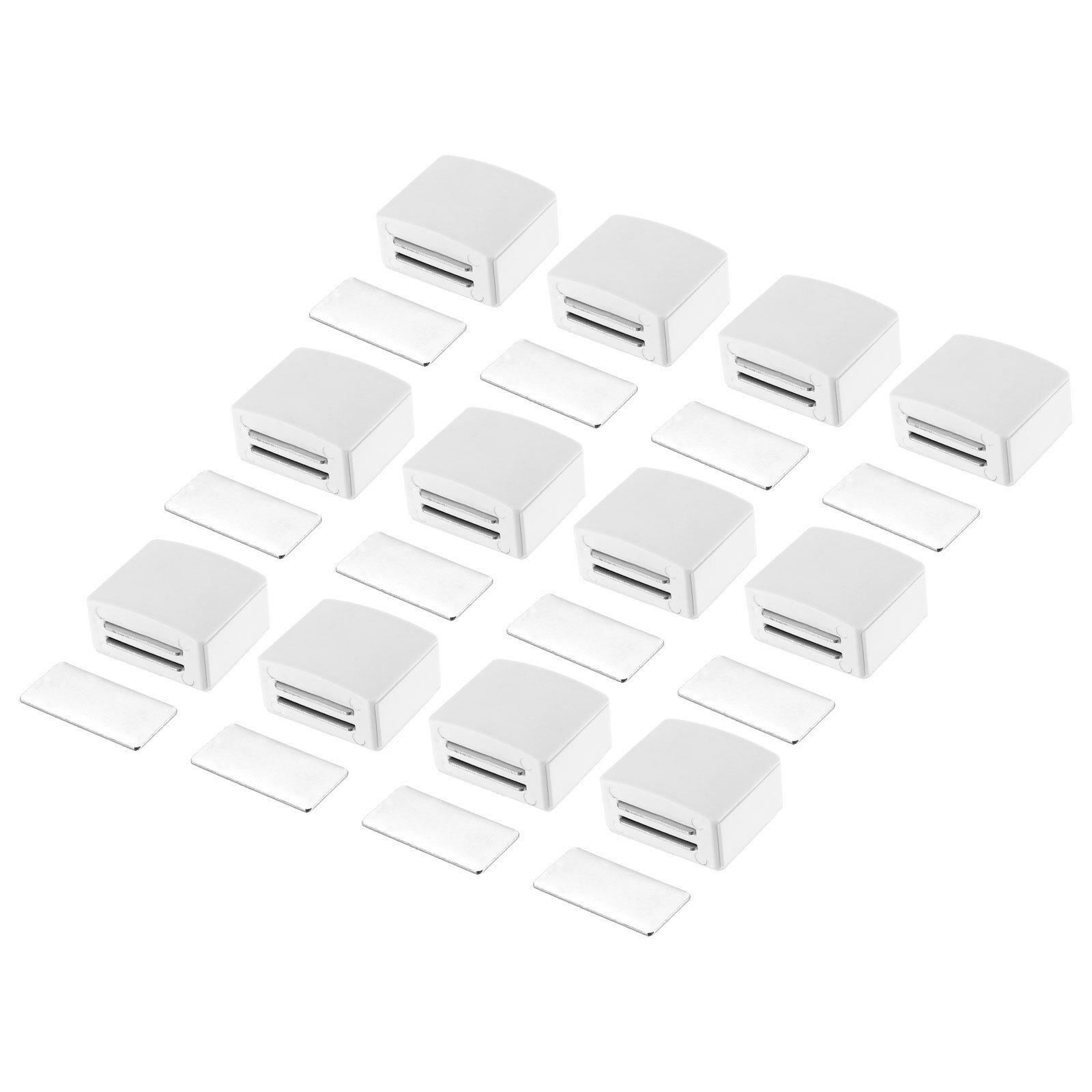 12 Set Cabinet Door Catch, Magnetic Latch Lock Adhesive for Cupboard, White