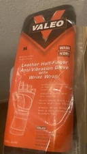 Valeo Leather Half Finger Anti-Vibration Glove With Wrist Wrap Size Medium