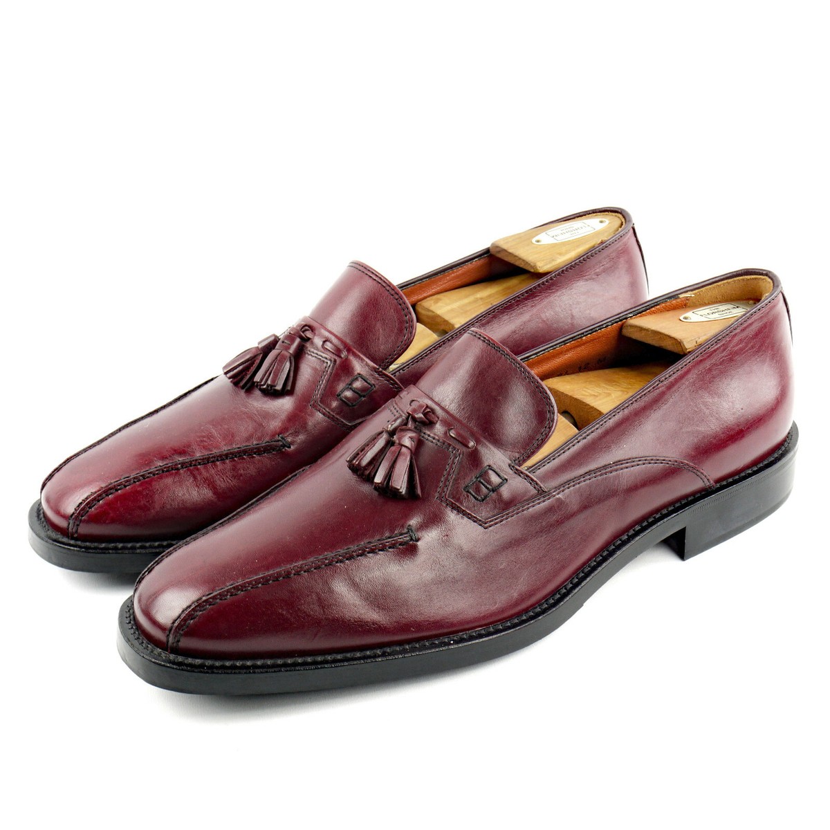 NEW Burgundy VIA DANTE Square Toe Leather Tassel Loafers 12 M Handcrafted  ITALY