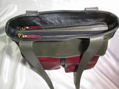 Sac à Main épaule En Cuir Vera Pelle - Couleur Noir Rouge Vert - état D'occasion Bon Usage