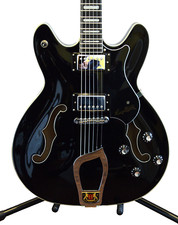 Hagstrom Viking Vik-blk Semi-hollow Body Gloss Black With Ohsc - Mint!