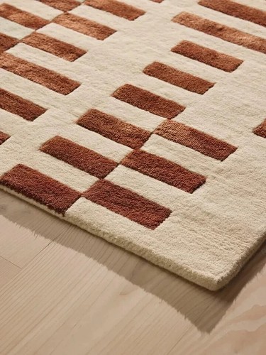 Hand Tufted Rug Raya Rust Hand Made Wool Silk Aesthetic Carpets For Bedroom - Picture 5 of 6