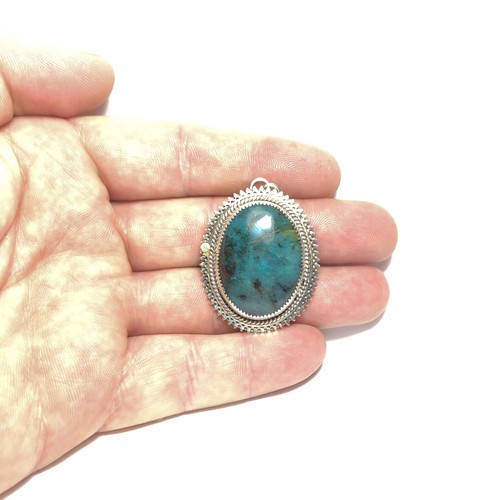 Colgante de piedras preciosas de plata esterlina gema de cuarzo azul natural de Arizona 71 quilates dos veces - Imagen 6 de 10